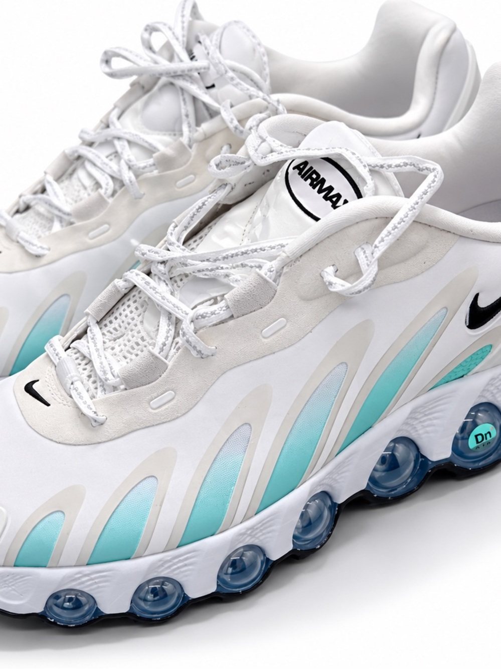 Nike Women's White with Teal Accent React-Style Athletic Sneakers - Picture 2 of 4